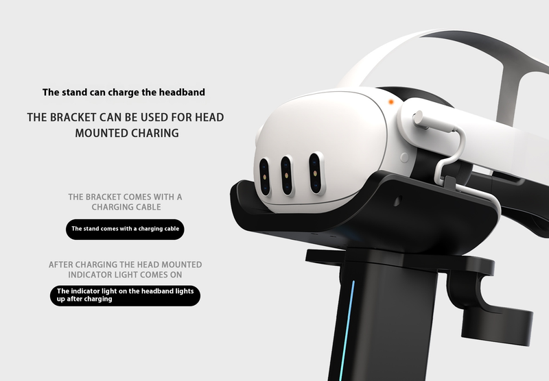 Multi-Device VR Accessory Kit - Meta Quest 3/3S Charging Stand & Vision Pro Storage Dock With RGB Light Controller For Immersive VR Setup_voghion.com