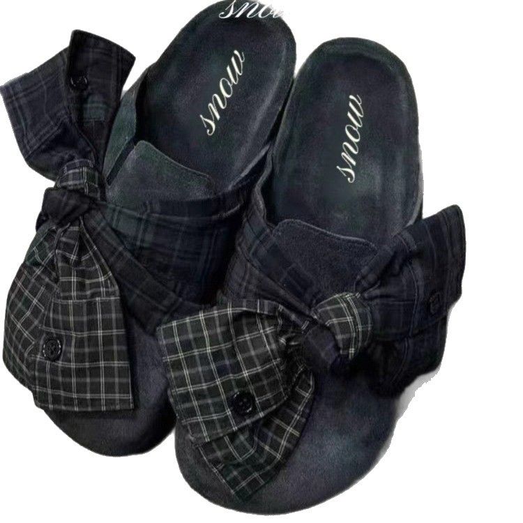 French Style Thick-Soled New Shoes For Women 2025 Summer New Genuine Leather Versatile Bowknot Lazy Closed-Toe_voghion.com