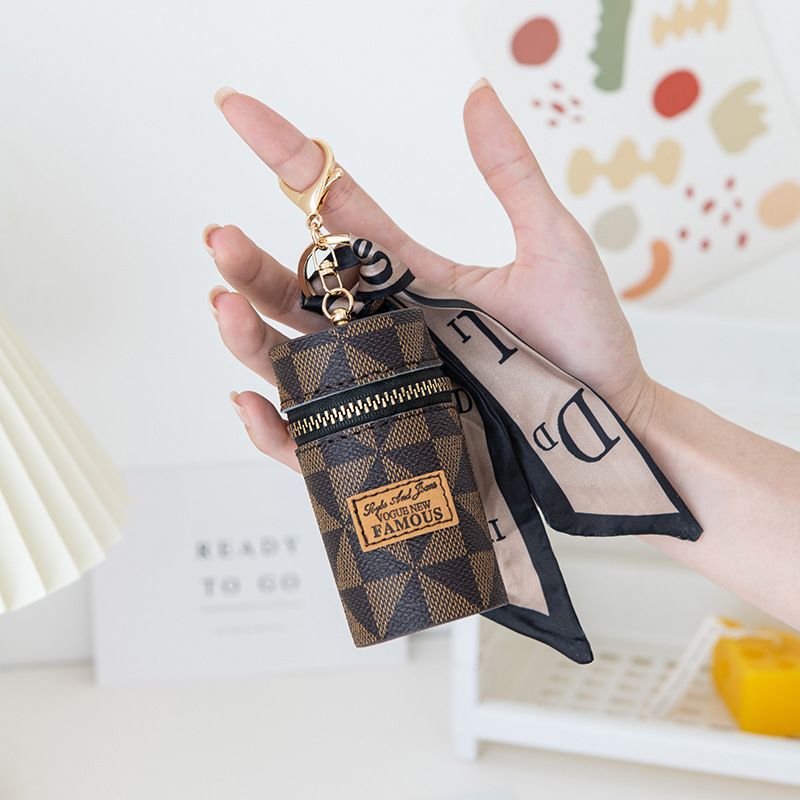 2024 New Cute Bucket Style Fashionable and Simple Mouth Red Envelope Female Compact Handheld Key Pendant Silk Scarf_voghion.com