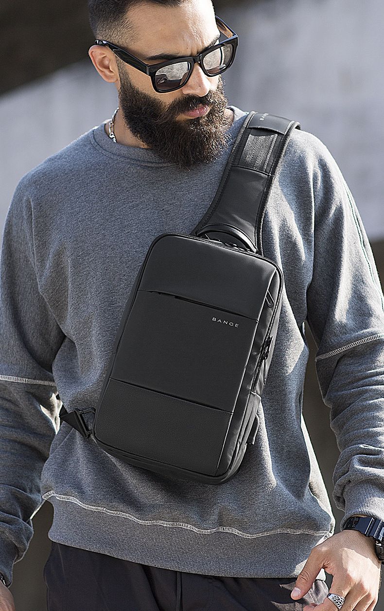 Borsa a tracolla Bange da uomo, borsa a tracolla casual semplice con porta USB, borsa a tracolla alla moda per lavoro_voghion.com