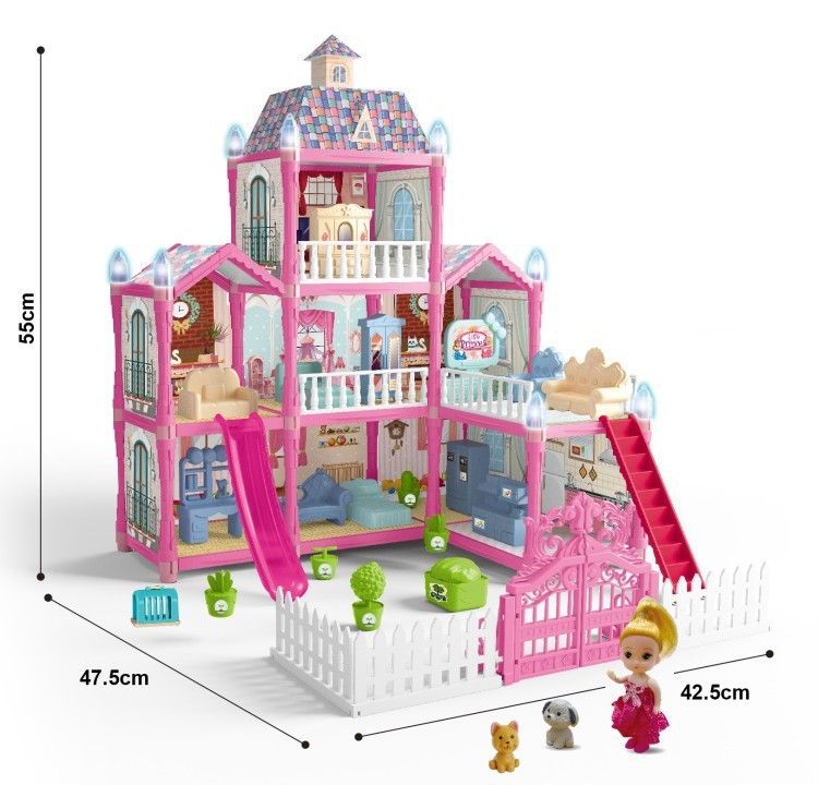 "Glow-in-the-Dark DIY Princess Castle Building Blocks Toy Set – Creative Playhouse For Girls With LED Lights, Christmas Gift_voghion.com