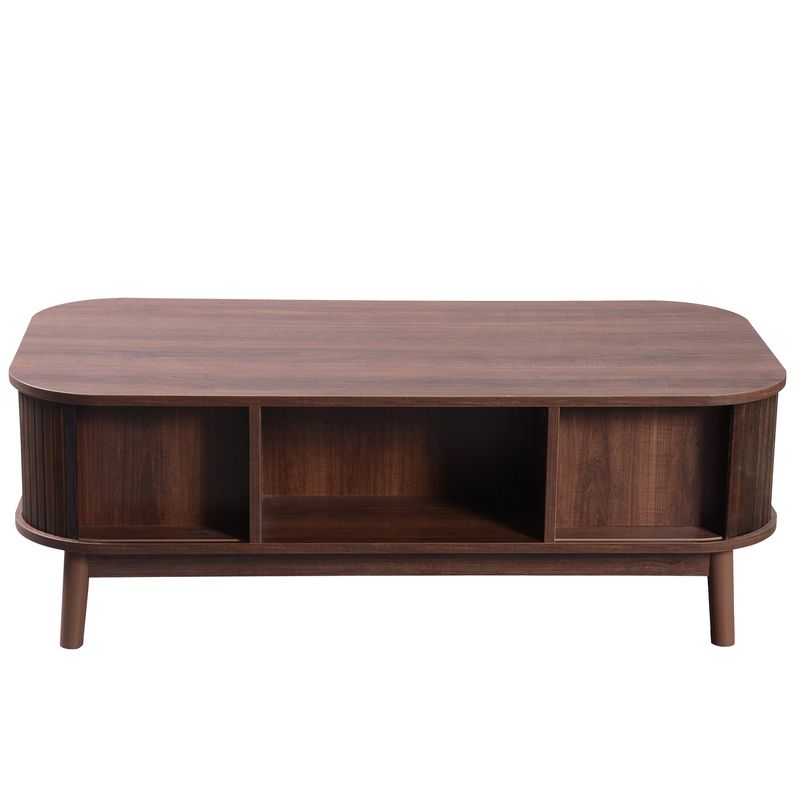 Table basse en rotin avec tiroirs et portes coulissantes, pieds en bois massif, table d'appoint de salon en osier naturel, style rustique_voghion.com