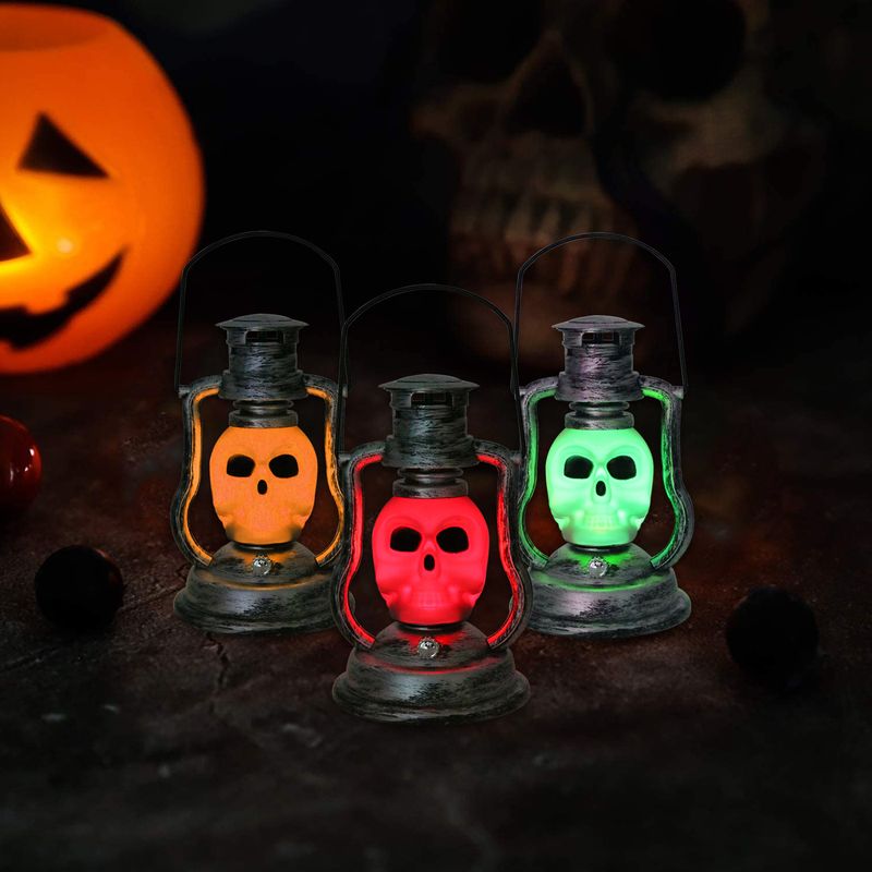 Cross Border Skull Pumpkin Lantern Halloween Battery Lantern Outdoor Garden Camping LED Portable Kerosene Lamp_voghion.com