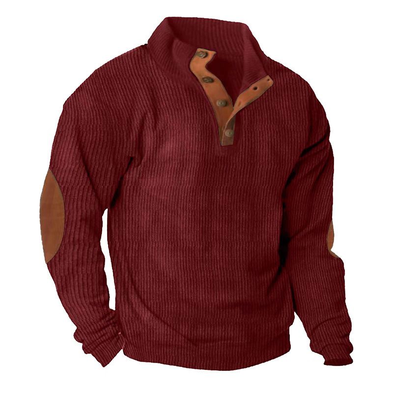 Giacca da uomo casual in velluto a coste con colletto rialzato, manica lunga, autunno inverno, nuova_voghion.com