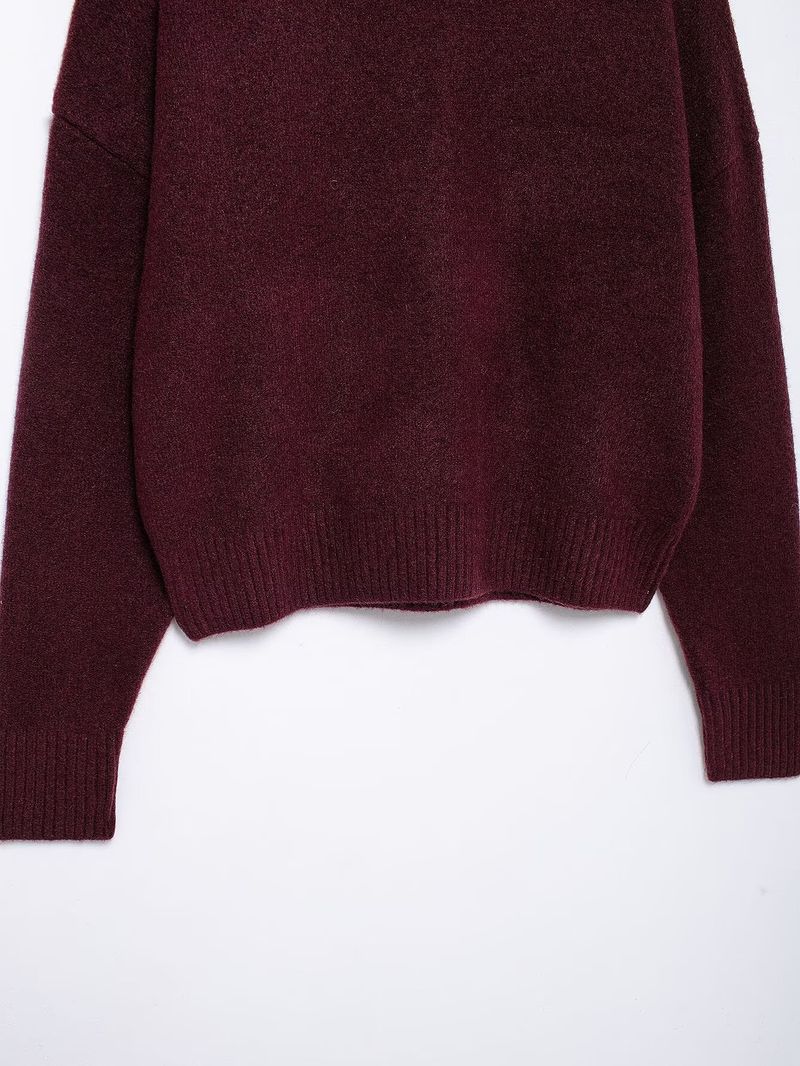 Maglione lavorato a maglia morbido di base a maniche lunghe con collo alto e moda autunnale da donna INS_voghion.com
