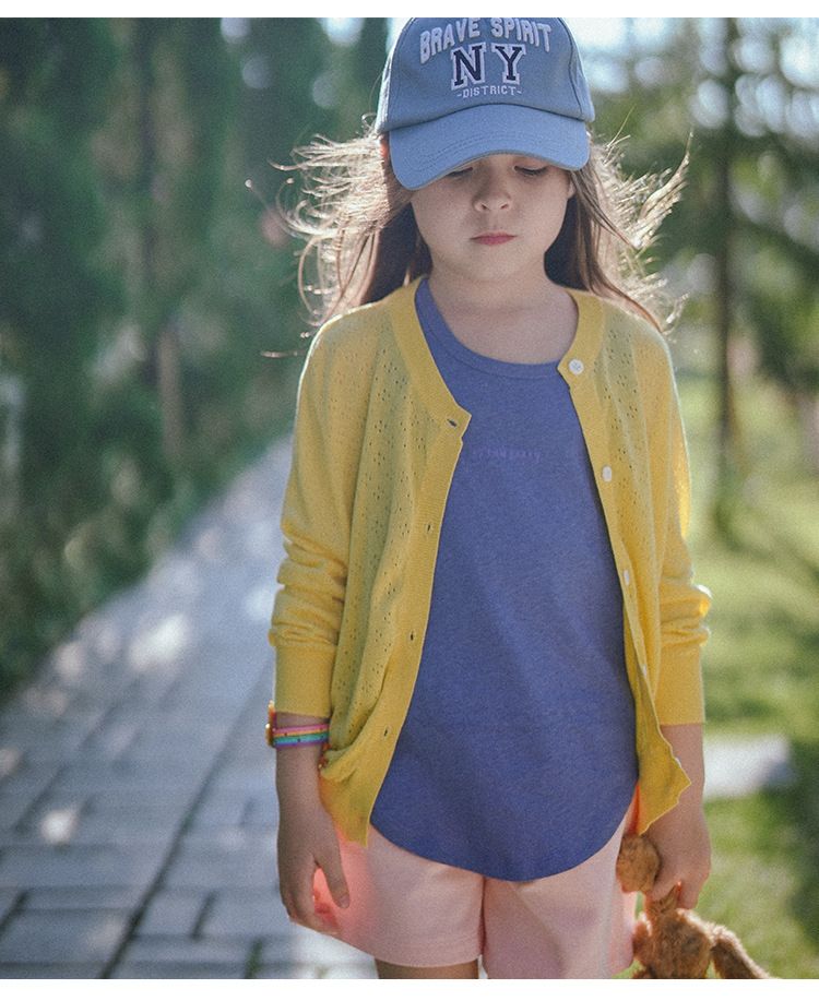 "Breathable Knit Cardigan For Girls – Lightweight Summer Cover-Up With Hollow Design & UV Protection"_voghion.com