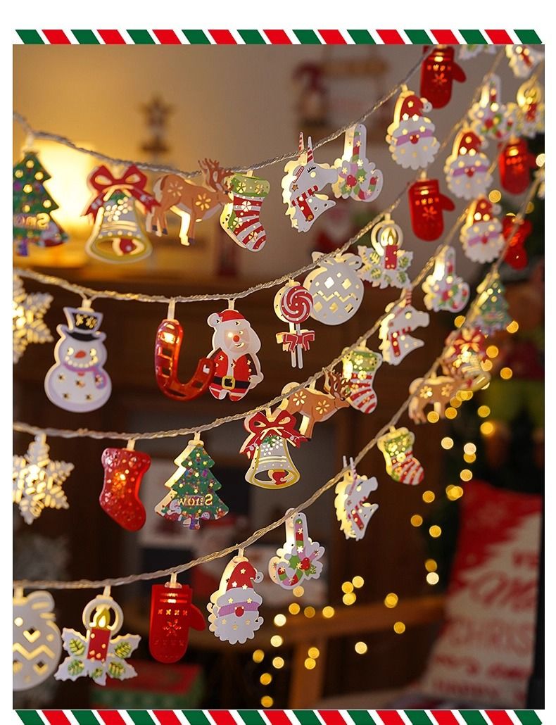 Decorative Christmas Tree Hanging Warm Light Acrylic Snowman Decoration Props Elderly Reindeer Colorful String Lights_voghion.com