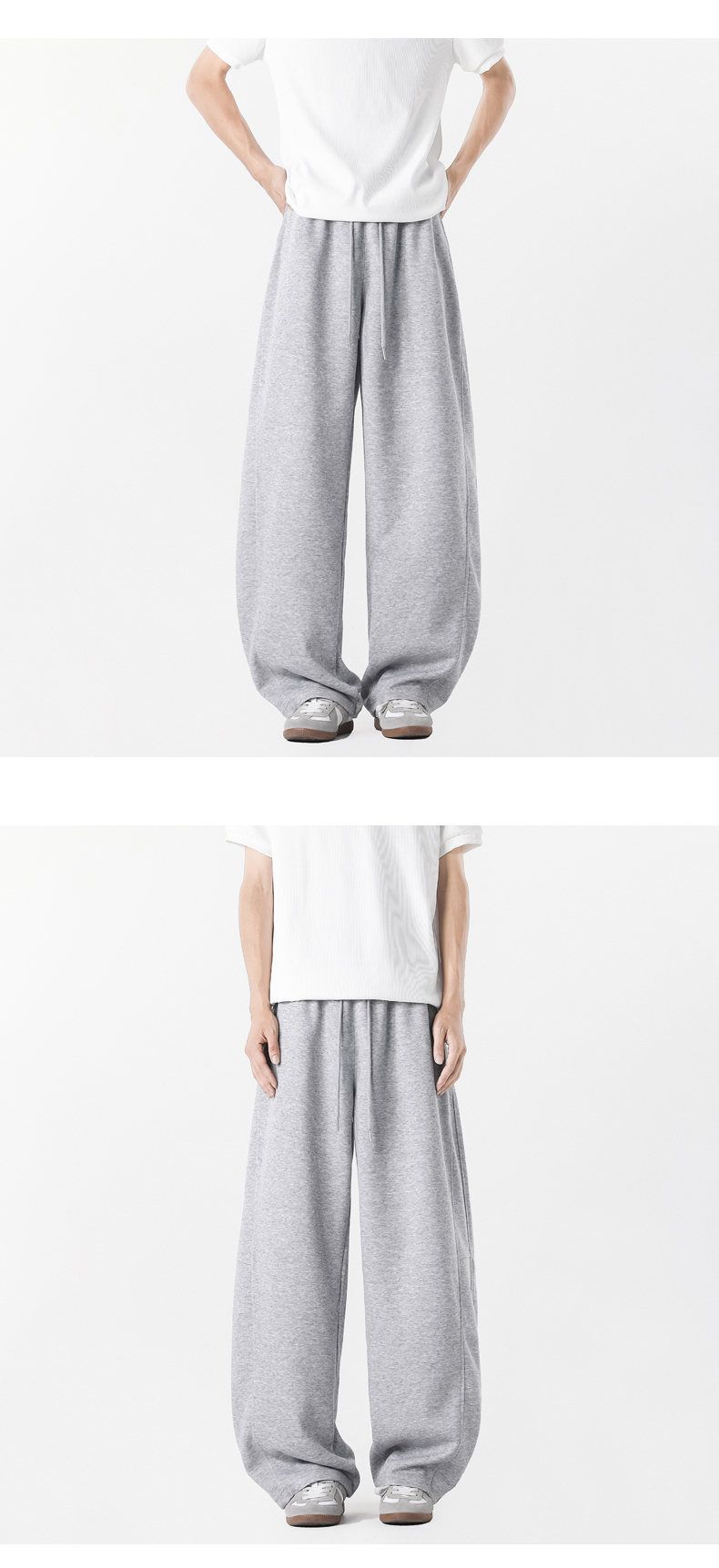 Herren-Premium-Jogginghose aus gebürstetem Material – 65 % Baumwolle, 35 % Polyester (Grau/Schwarz/Marineblau/Blumengrau, Größen S-3XL)_voghion.com