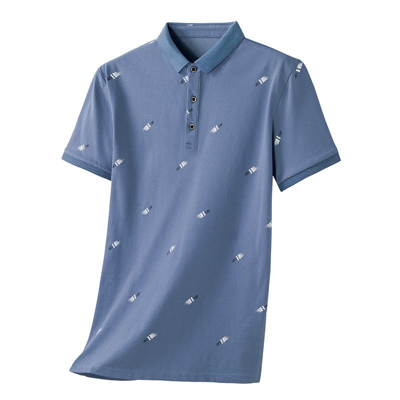 Light Mature Lapel Short Sleeved Men's Trendy Casual Micro Elastic T-Shirt Summer Versatile Youth POLO Shirt For Men_voghion.com