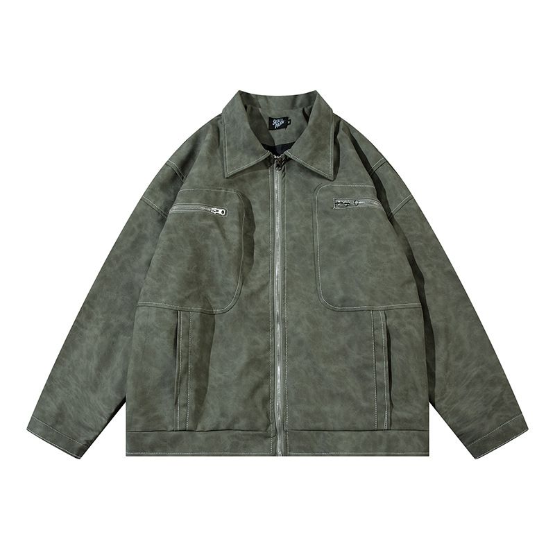 American Style Flame PU Leather Jacket Men's Trendy Loose Design Racing Suit Collection 2_voghion.com