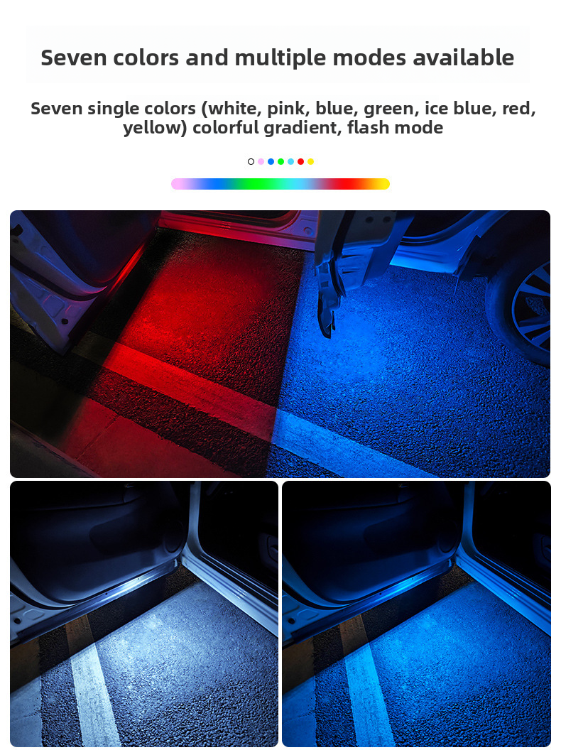 Auto-Warntürbeleuchtung, LED, bunt, blinkend, Atmosphäre, Willkommens-Antikollisions-Anti-Heck-Licht, keine Verkabelung erforderlich_voghion.com
