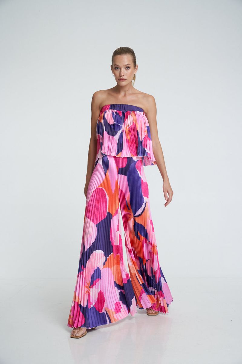 Women's Clothing tube top big flared wide-leg trousers _voghion.com
