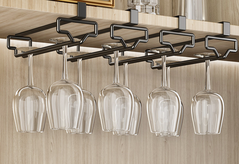 Armoire à vin inversée sans perçage, étagère de rangement en verre haut de gamme, luminaire suspendu pour la maison, pièce décorative de luxe_voghion.com