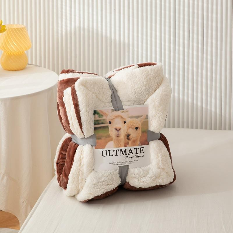 European and American trendy brand ins lamb plush blanket, crystal plush cover blanket, double layer blanket, coral plush four season blanket_voghion.com