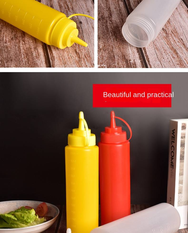 Plastic Saladedressing Dispenser voor Sauzen & Kruiden - Pers Type Smaakstof Fles voor Koken & Maaltijdvoorbereiding_voghion.com