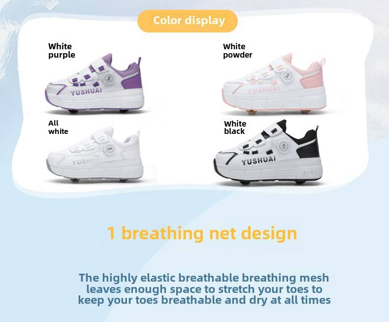 Scarpe da corsa per bambini Scarpe da ginnastica con carrucola automatica per bambine Scarpe da ginnastica con ruote per bambini e mamme Pattini a rotelle deformabili per adulti a doppia ruota_voghion.com