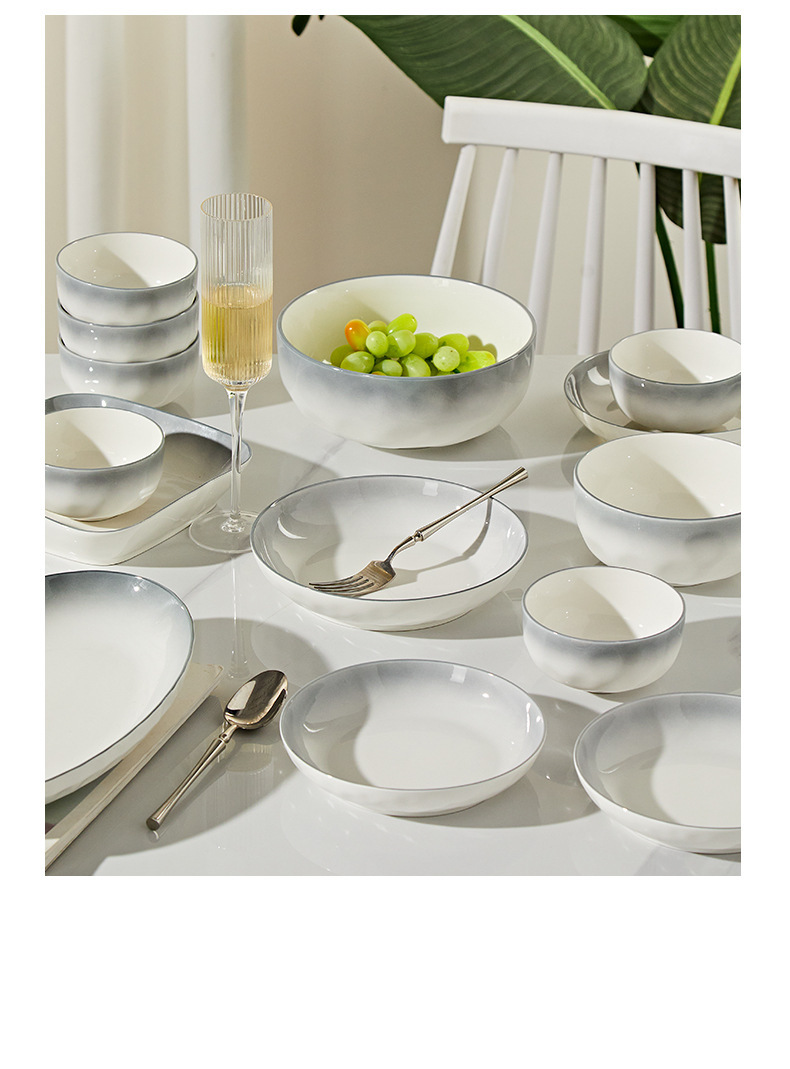 Set di ciotole e piatti in ceramica di alta qualità con motivo a pietra, colore sotto smalto, semplice ciotola per mangiare in casa, piatto, cucchiaio_voghion.com