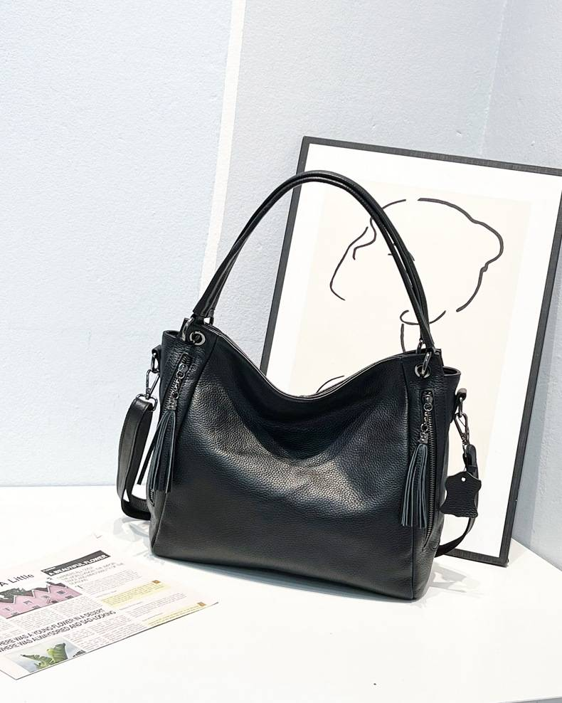 Genuine Leather Minimalist Tote Bag, Women's Bag, Large Capacity Crossbody Bag, Top Layer Cowhide, 2012_voghion.com