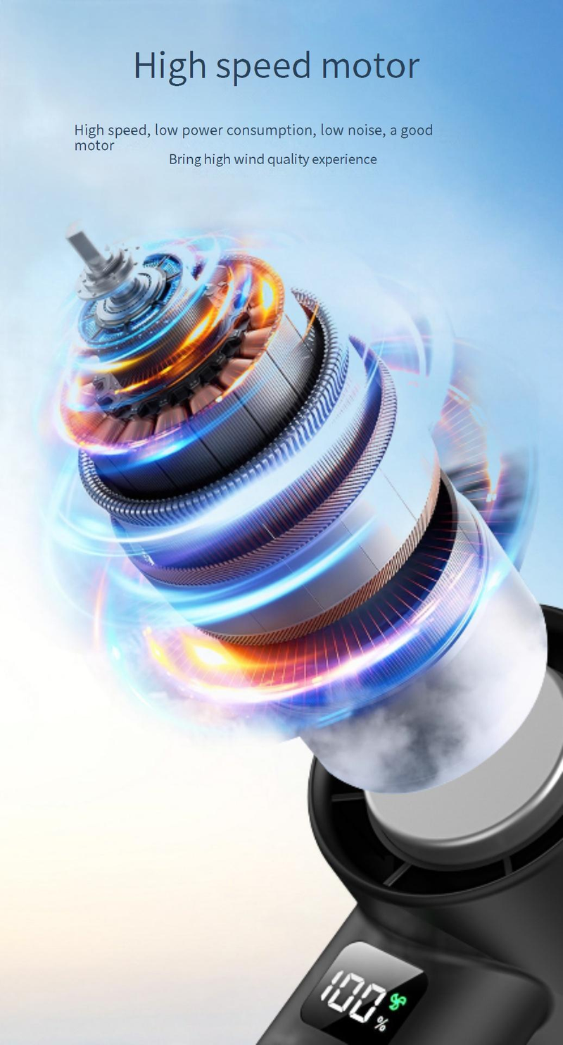 Ventilatore portatile ad alta velocità, piccolo, con ricarica USB, display digitale, con ugello per il vento, mini ventilatore da tavolo portatile_voghion.com