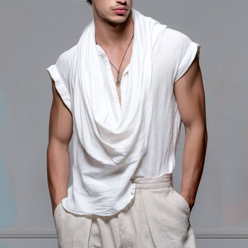 Chaleco deportivo de color liso con cuello halter y cuello halter para hombre_voghion.com
