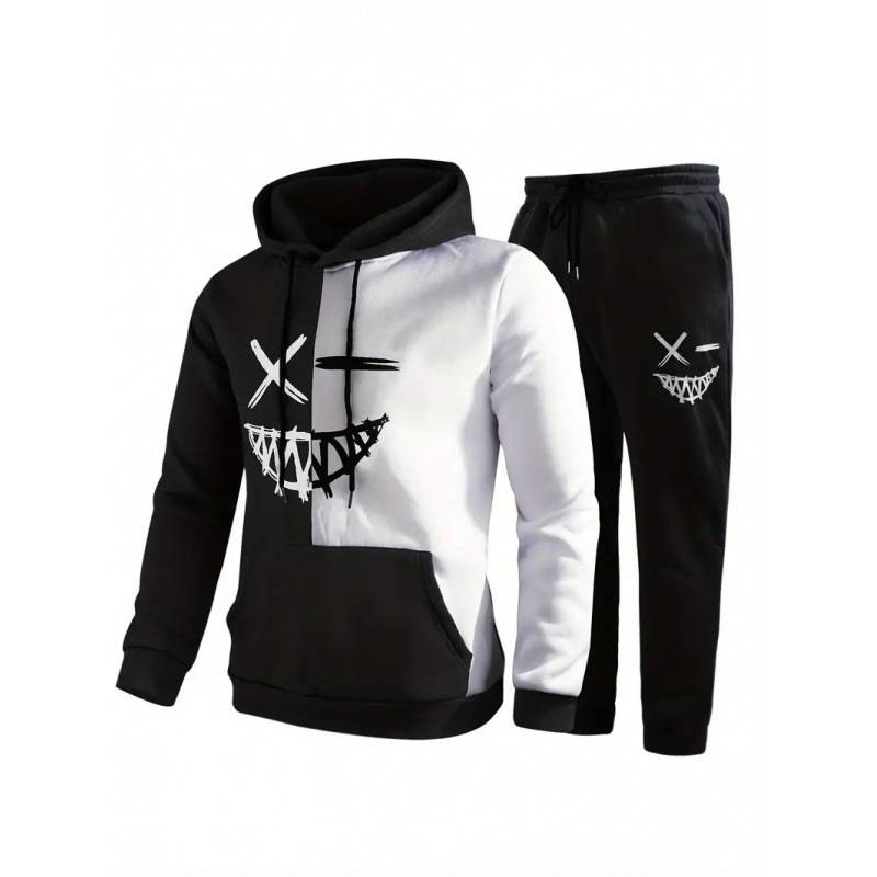 Men's Casual And Fashionable Hooded Printed Couple Hoodie Set_voghion.com