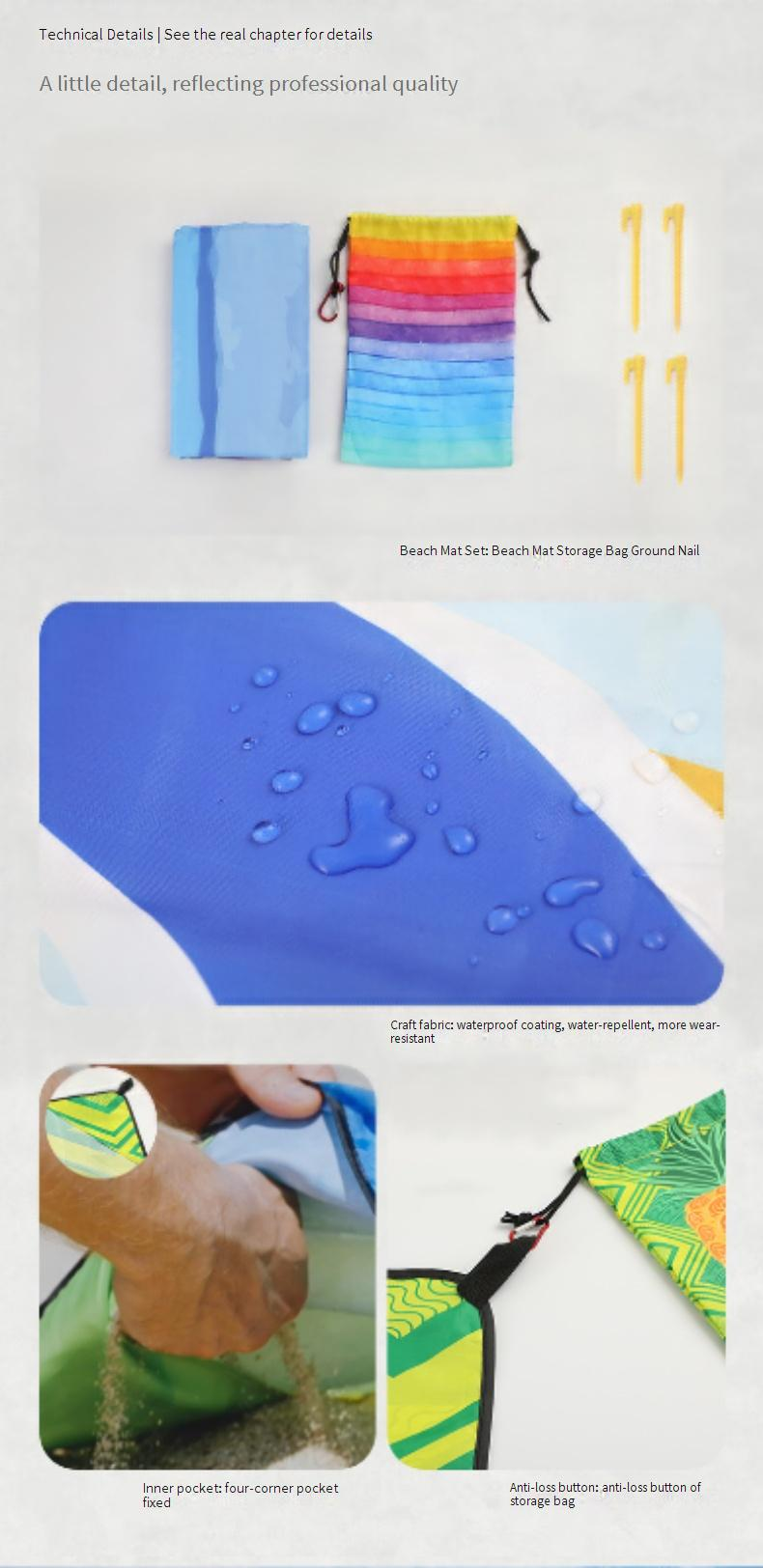 Outdoor Picnic Mat Waterproof & Sandproof Camping Blanket (Lightweight Polyester Portable Foldable Design With Carry Bag & 4 Ground Stakes)_voghion.com