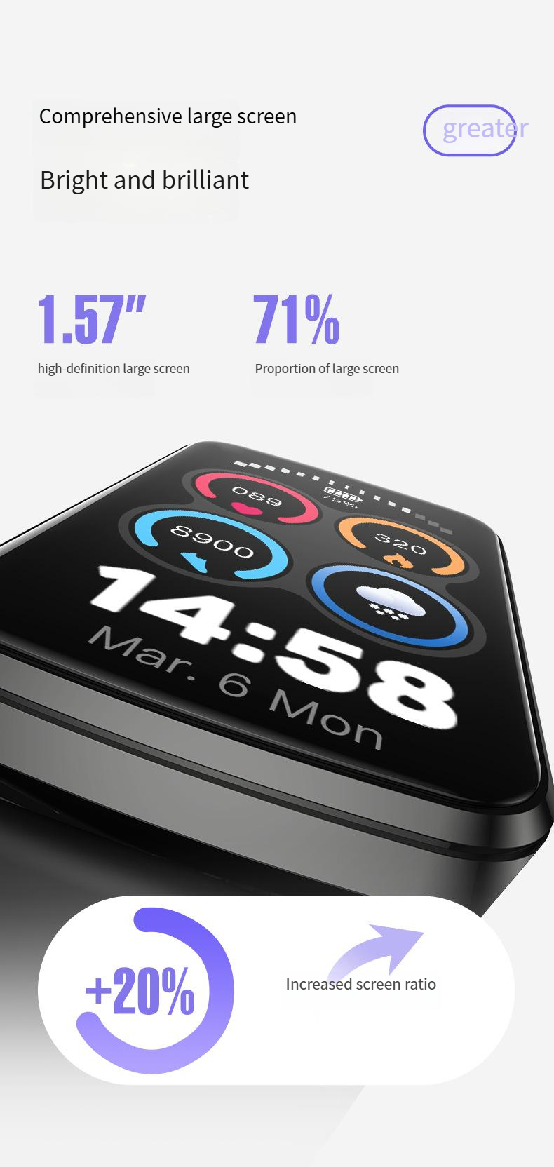 Inteligentne zegarki Baiyimei P121 1,57-calowy inteligentny zegarek z pomiarem tętna, monitorowaniem poziomu tlenu we krwi, sportowym zegarkiem Bluetooth i funkcją połączeń telefonicznych_voghion.com