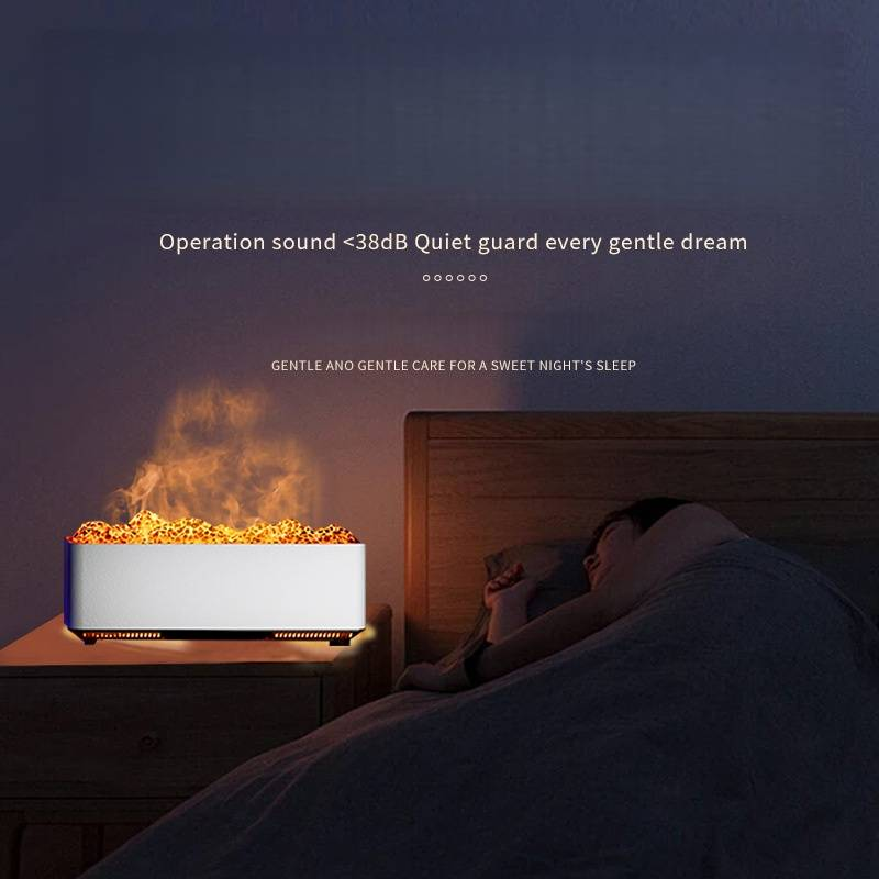 7-Color LED Flame Aroma Diffuser & Humidifier - USB-Powered Mood Lighting For Home, Office, And Car - Safe Auto Shut-Off, Ultra-Quiet (White/Black)_voghion.com