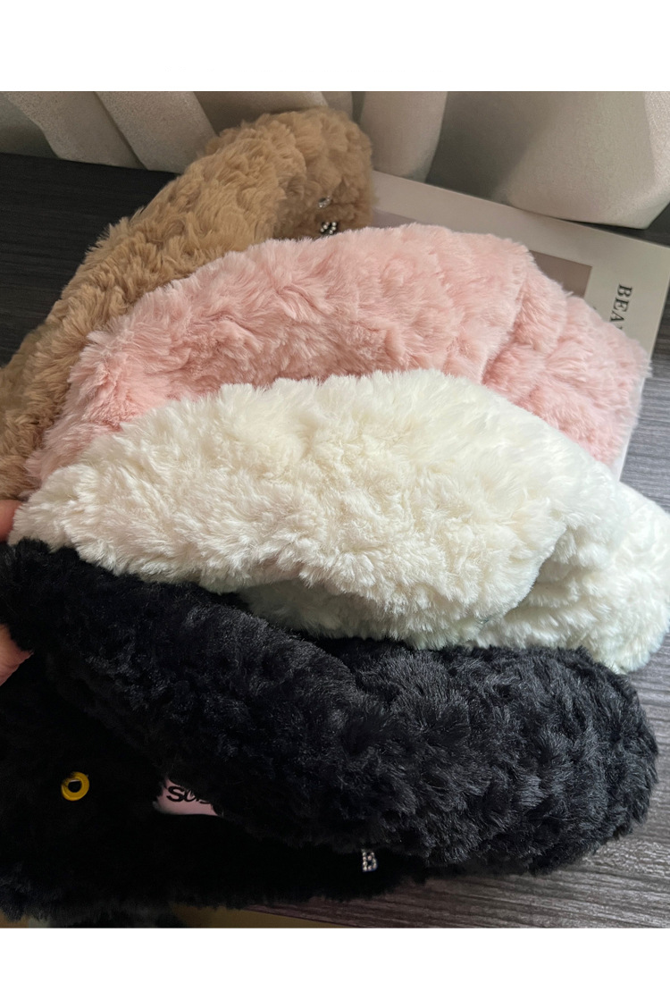Plush Handmade Letter Diamond Fisherman Hat For Women Autumn And Winter All Match Warm And Cold Proof Fashionable Bucket Basin Hat_voghion.com