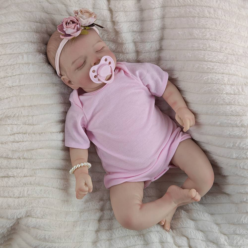 46cm Cloth Body Soft Reborn Dolls Closed Eye Simulation Baby 3D Skin Dress Up Game Doll Girl New Year Present_voghion.com