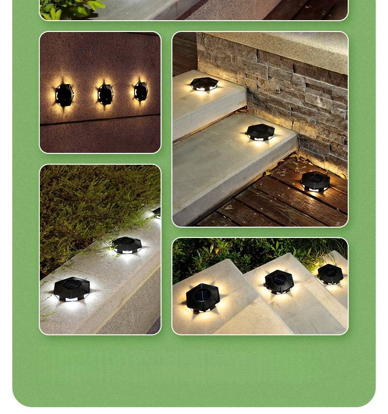 Luzes de jardim externas movidas a energia solar, iluminação LED à prova d'água para pátios, quintais, caminhos, luzes decorativas de solo com 6 LEDs_voghion.com