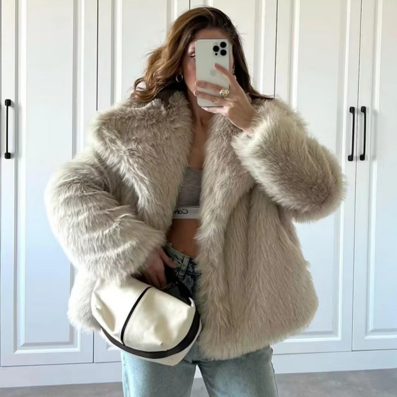 New Trendy European And American Fur Coat Autumn/Winter Brand Imitation Fur Coat Women's Big Collar Internet Red Fox Fur Coat_voghion.com