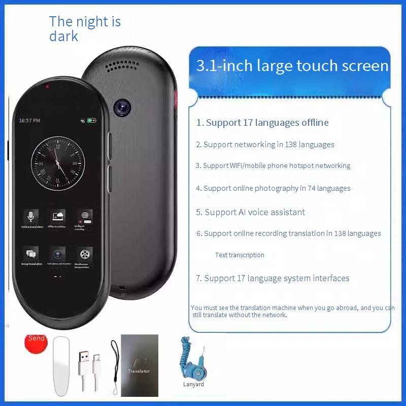 Portable Multilingual Translator Device - Offline Translation For 8+ Languages, Smart Language Learning, Travel Companion_voghion.com