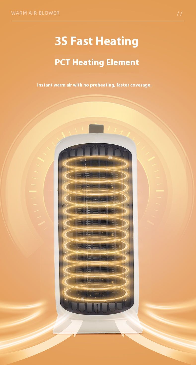 1800W PTC Ceramic Space Heater With 90° Oscillation, Overheat & Tip-Over Protection, 2 Speed Settings For Home Office (Up To 20㎡)_voghion.com