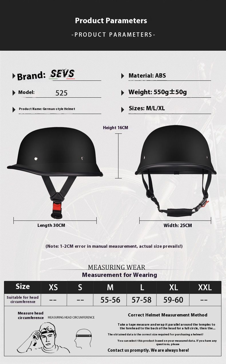Casco da motocicletta cruiser vintage in stile tedesco - Casco da scooter retrò leggero in ABS per uomo e donna (nero, bianco, grigio, verde militare)_voghion.com