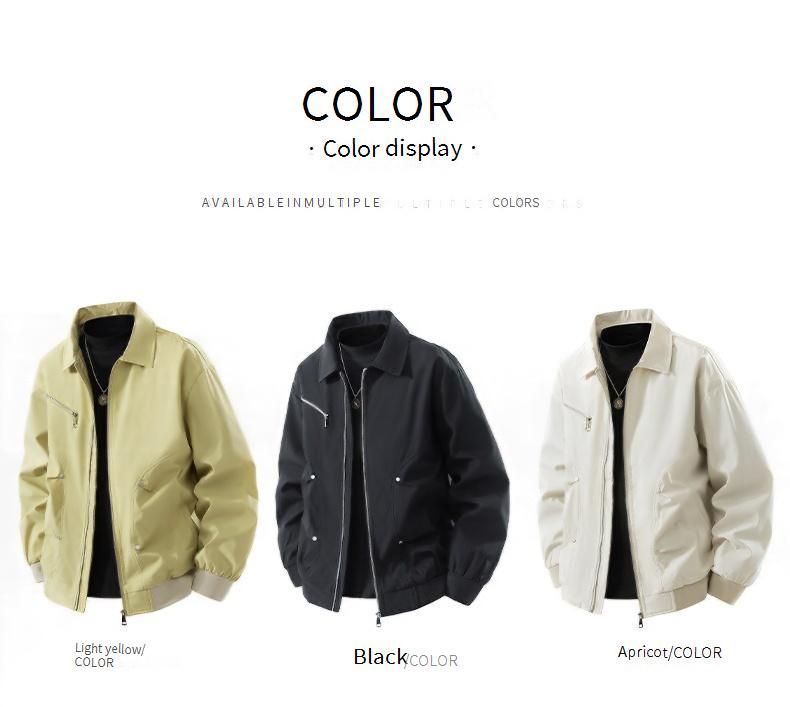 Men's Aviator Bomber Jacket – Oversized Fit Lightweight Windbreaker (L-9XL, Cleanfit Style, Breathable Polyester, Beige/Black)_voghion.com