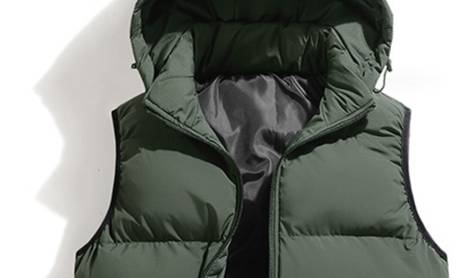 Gilet con cappuccio foderato in pile da uomo, gilet imbottito con cerniera caldo invernale, capo casual e da esterno aderente (nero/grigio/rosso/verde/kaki/blu navy)_voghion.com