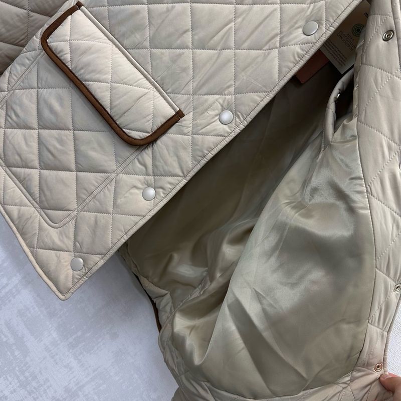 Veste en coton duveteuse à revers en forme de losange pour femme, coupe-vent et imperméable, collection 2025._voghion.com