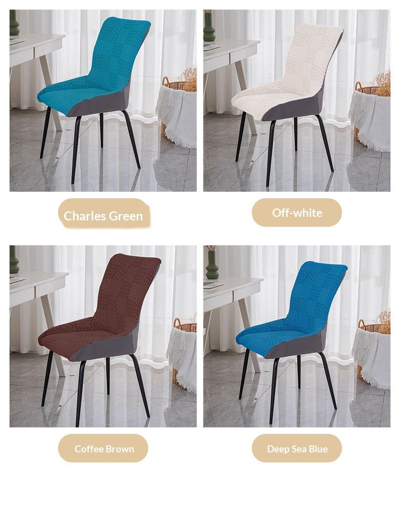 Housses de chaises extensibles à carreaux modernes – Housses en polyester antidérapantes, taille universelle pour chaises de salle à manger rondes (lot de 2/4)_voghion.com