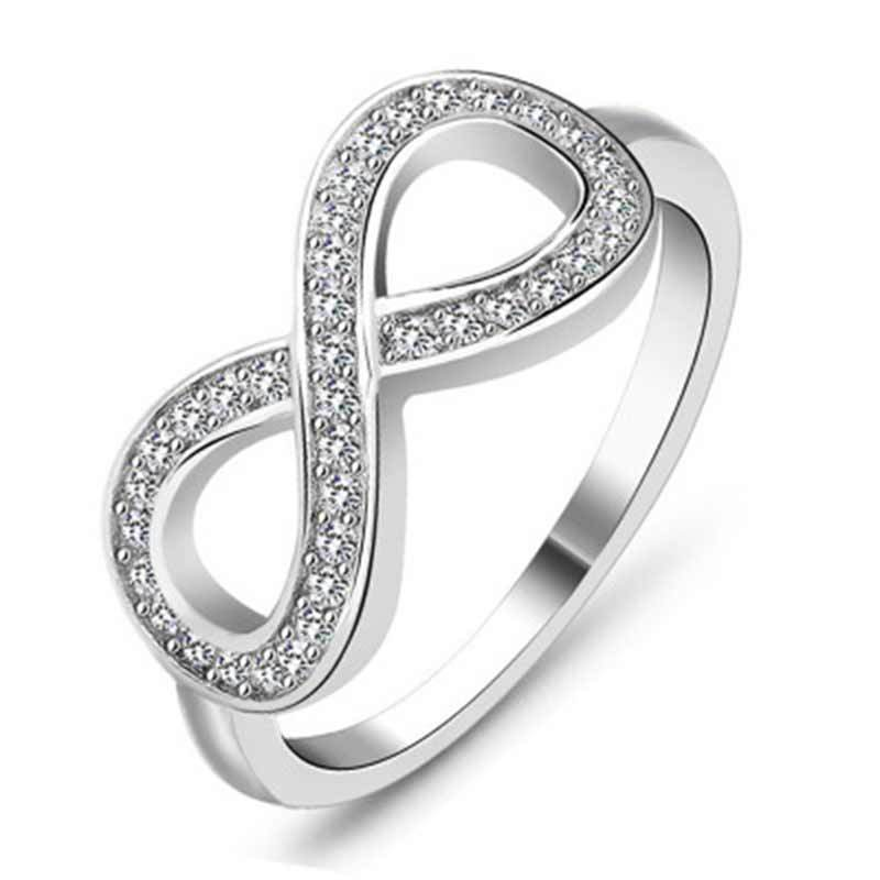 Enkla och oändliga ornament En 8-linjers ring, överdriven personlig diamantinfattning med zirkonring_voghion.com