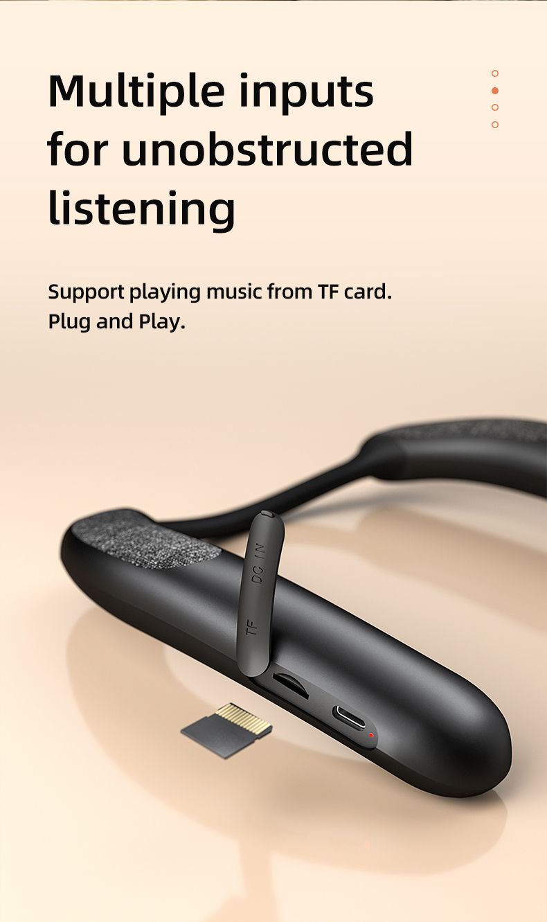 Rockmia EBS-910 Altoparlante portatile wireless Bluetooth Collo indossabile Scheda TF Lettore musicale stereo Microfono Bassi FreeHands_voghion.com