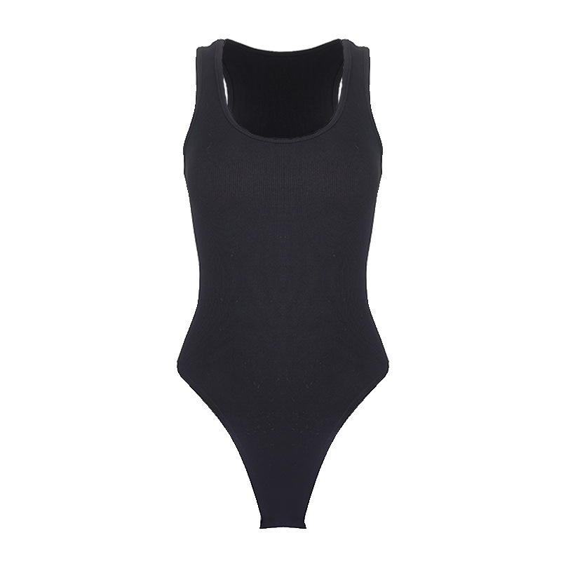Women's Sexy Slim Ribbed Racing Tank Top Bodysuit Coveralls_voghion.com