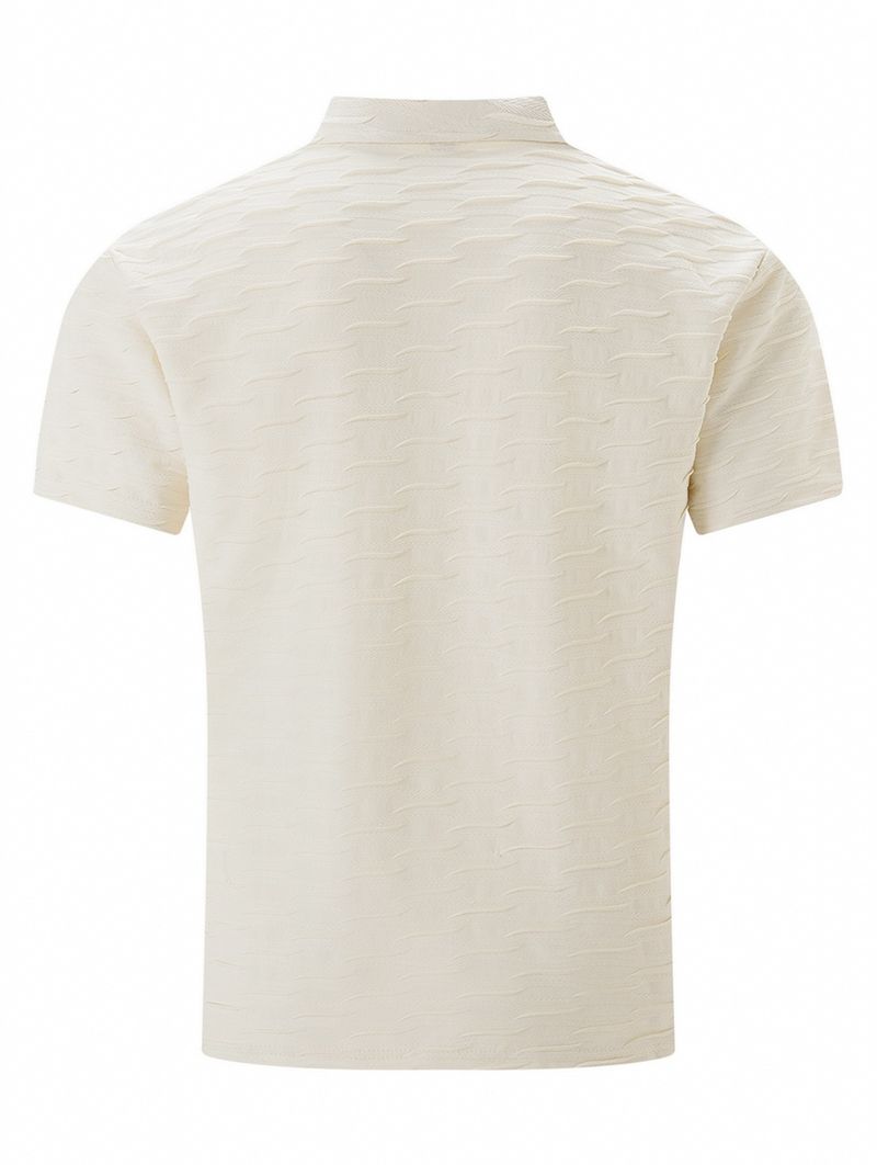 2025 Sommer Neues einfaches, einfarbiges Herren-Poloshirt mit Knopfleiste und Jacquard-Muster_voghion.com