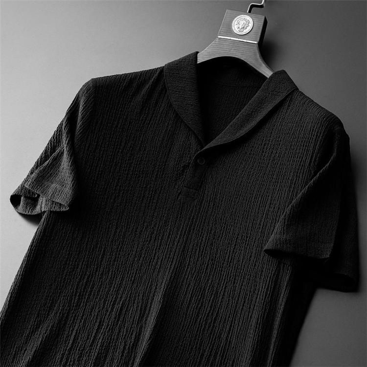 Ropa para hombre, camiseta de seda de hielo, traje deportivo informal de verano de alta gama de manga corta para hombre, camiseta de media manga con cuello en V y pantalón, traje de dos piezas_voghion.com