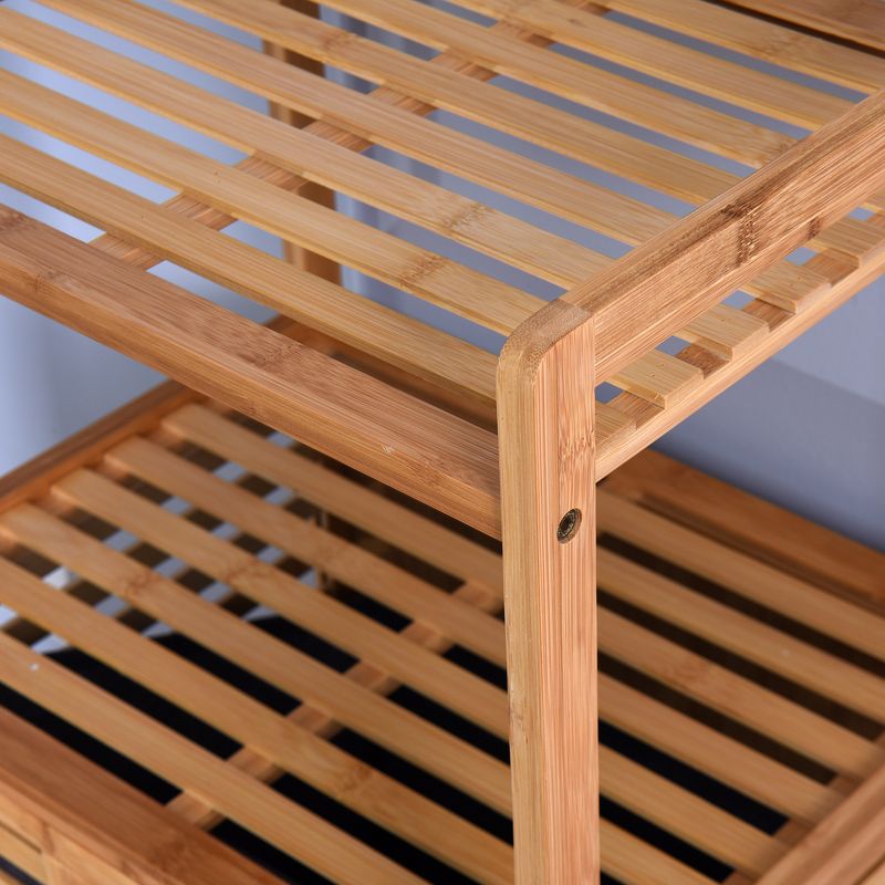 Bathroom Laundry Basket Bamboo Storage Basket with 2-tier Shelf 17.32 x 13 x 37.8 inch_voghion.com