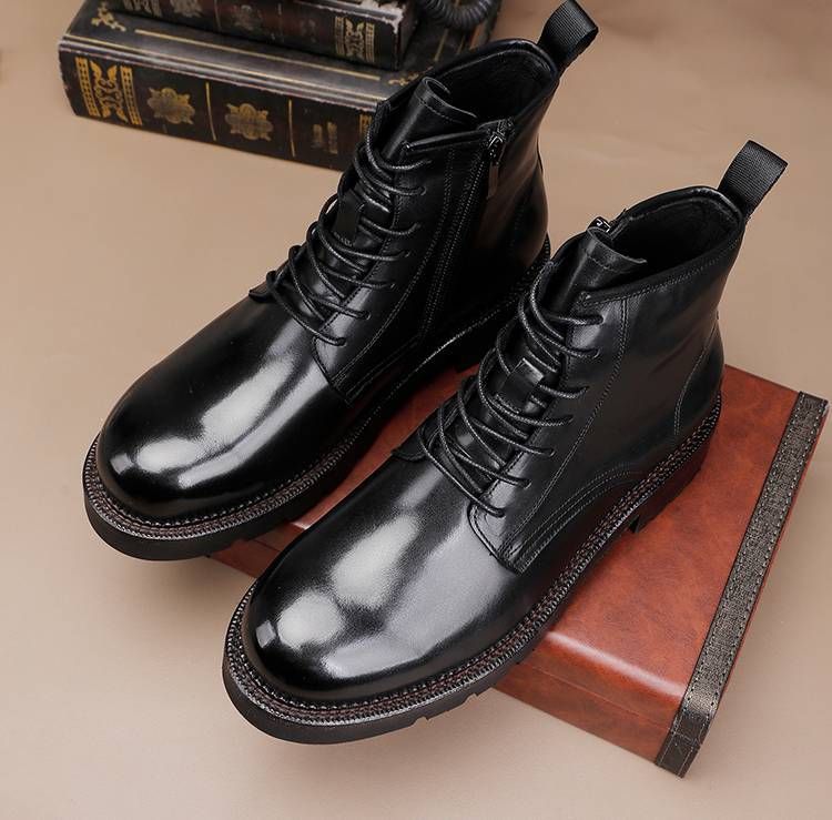 Vintage gewaschenes Pferdeleder Herren Übergröße 47 Herrenstiefel Britischer Stil High Help Stiefel_voghion.com