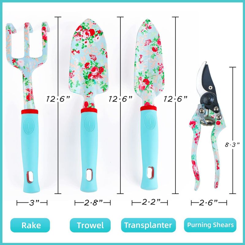 Gardening Tools Gardening Tools 9 Piece Set Aluminum Alloy Garden Tools Two Color Plastic Handle_voghion.com