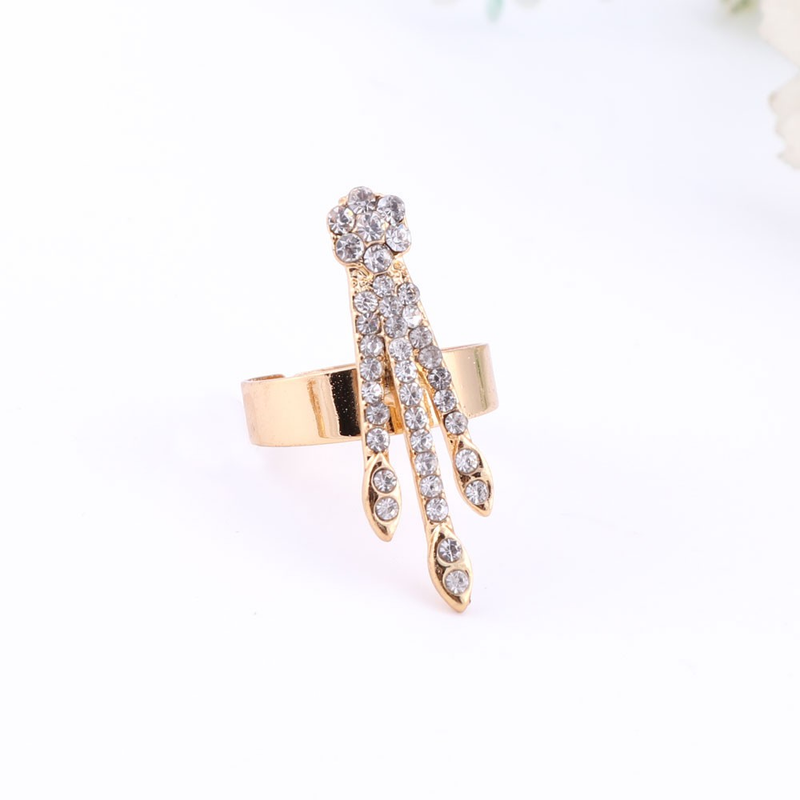 Feine afrikanische Perlen Schmucksets Halskette Armreif Ohrringe Ringe Kristall Party Hochzeit Goldfarbe Brautzubehör_voghion.com