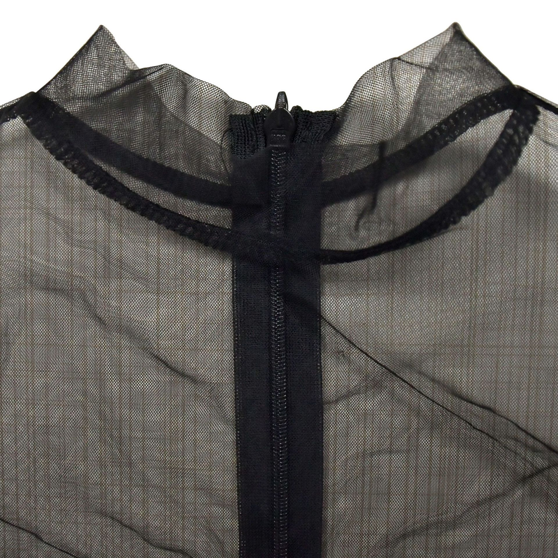 Women's solid color mesh rhinestone long-sleeved long skirt dress_voghion.com