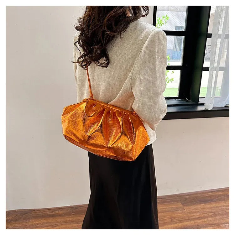 Small Design Women's Leather Sier Cloud Gold Crossbody Bag Ladies Party Clutch Purse Female Handbags_voghion.com
